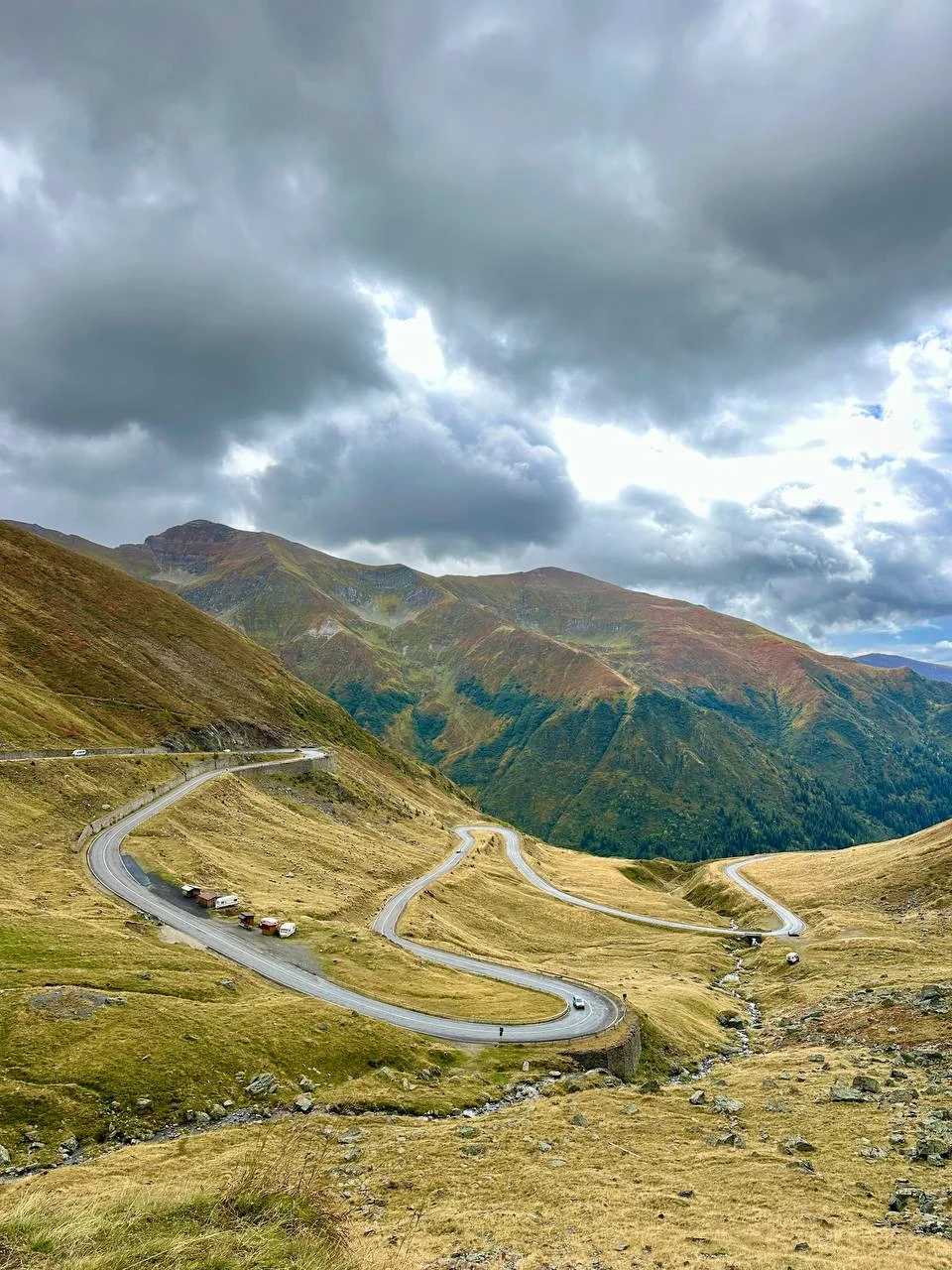 The southern mountain road winding through the Făgăraș landscape